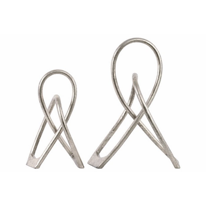 Metal AbstractDecor Set of Two Metallic Finish Silver - Benzara