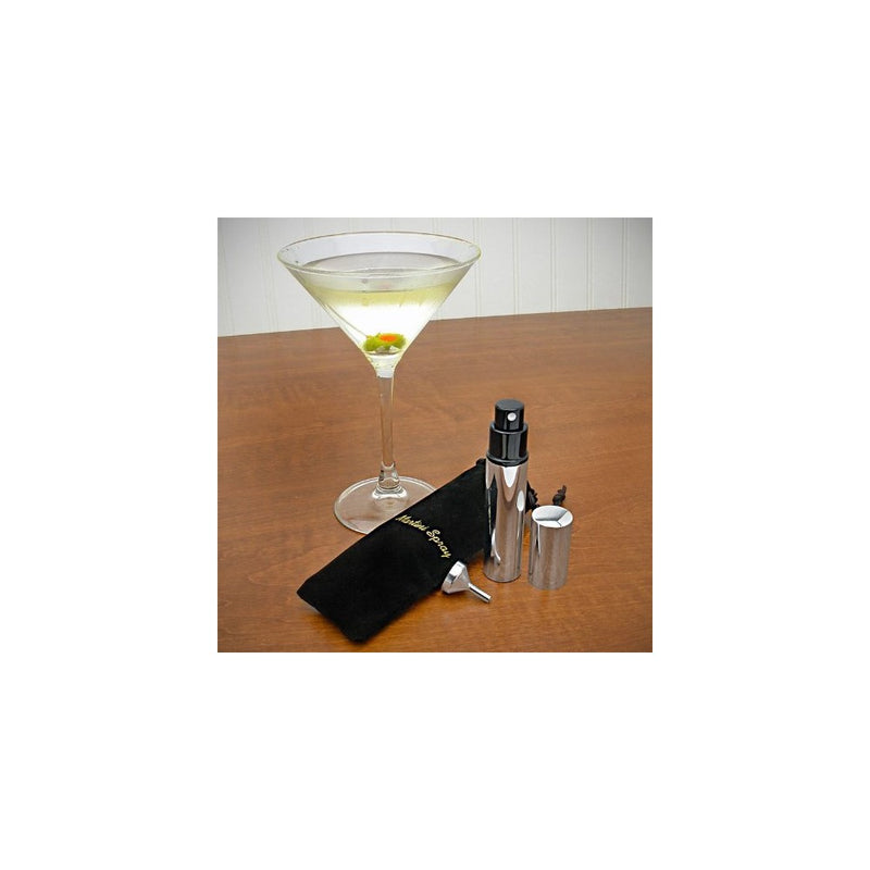 Stainless Steel Martini Vermouth Atomizer Spray Set (Includes Sprayer, Funnel, and Black Pouch) - Martini Mister - Gift Boxed