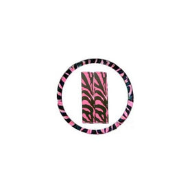 Pink Zebra Tiger Print Steering Wheel Cover and Seat Belt Pads