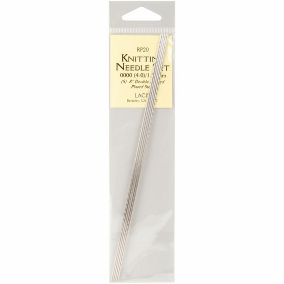 Basic Grey Double Pointed Steel Knitting Needles, 8-Inch, Size 0000, 5-Pack