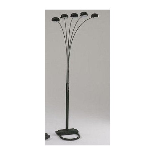 Peacock 5-Lite Black Metal Floor Lamp w/Strong Balanced Weighted Stable Base