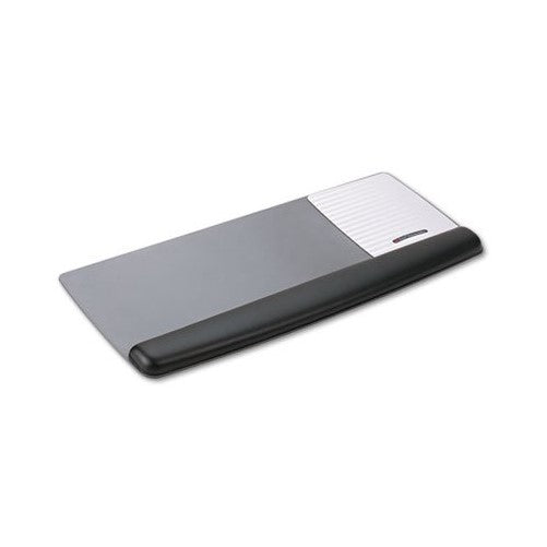 : 3M/COMMERCIAL TAPE DIV. : Gel Mouse Pad/Keyboard Rest with Wrist Rest, Nonskid Base, Black/Metallic Gray