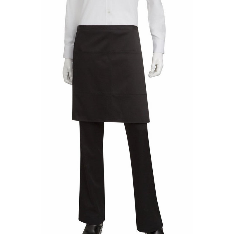Chef Works Mens Half Bistro Server Apron, Black, 19-Inch Length by 30-Inch Width