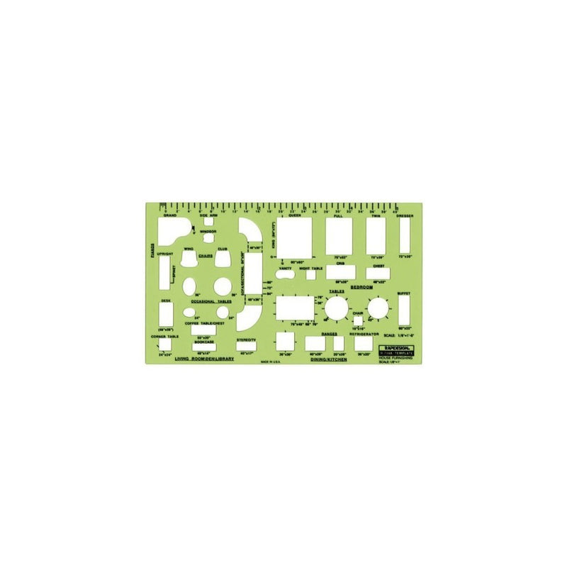 Rapid Designs R-714A House Furnishing Interior Design Drawing Template, 1/8" Scale