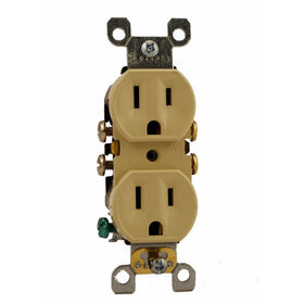 Leviton 5320-SI 15 Amp, 125 Volt, Duplex Receptacle, Residential Grade, Self-Grounding, Ivory