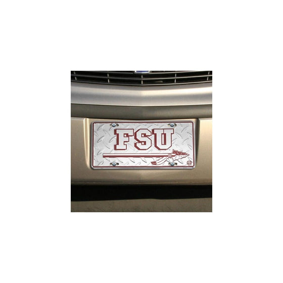 NCAA Florida State Seminoles (FSU) Silver Metal License Plate