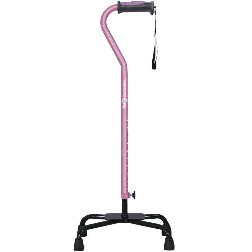 Hugo Mobility Adjustable Quad Cane for Right or Left Hand Use, Rose, Large Base