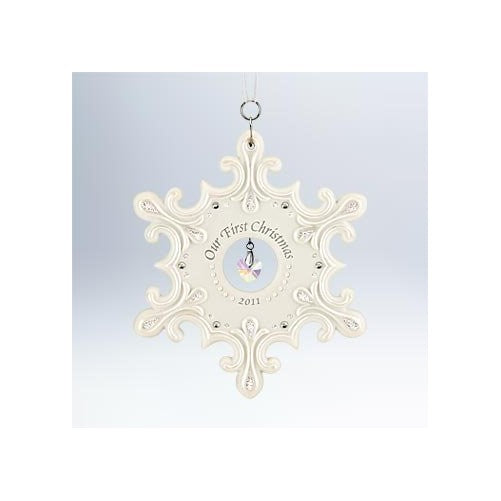 QXG4139 Tradition with Elegance Collection Our First Christmas Porcelain Snowflake 2011 Hallmark Keepsake Ornament