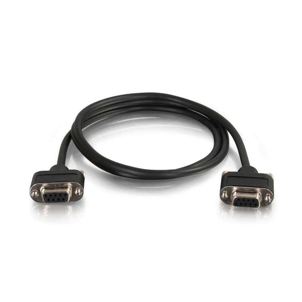 C2G 52147 Serial RS232 DB9 Cable with Low Profile Connectors F/F, In-Wall CMG-Rated, Black (3 Feet, 0.91 Meters)