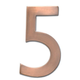 Architectural Mailboxes 3585AC-5Brass 5-Inch Floating House Number 5, Antique Copper