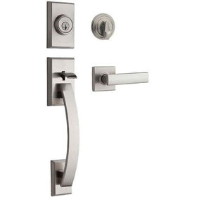 Kwikset Tavaris Single Cylinder Handleset w/Vedani Lever featuring SmartKey in Satin Nickel