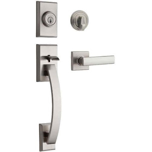 Kwikset Tavaris Single Cylinder Handleset w/Vedani Lever featuring SmartKey in Satin Nickel