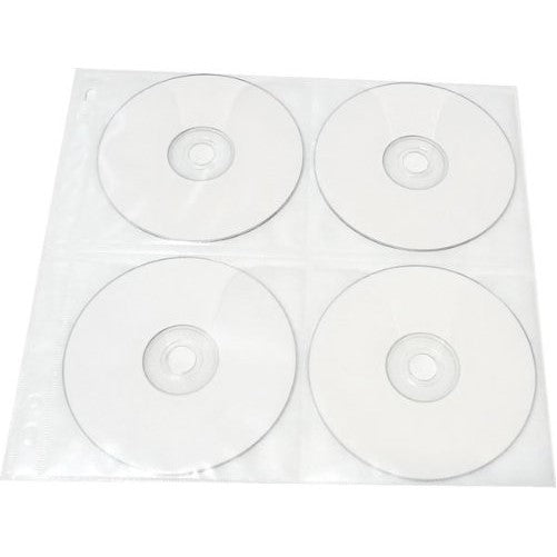 25-Pack 8 Disc CD DVD Poly Sleeves 3 Ring Binder Pages - 200 Disc Capacity (White), for Oversized Binders Only