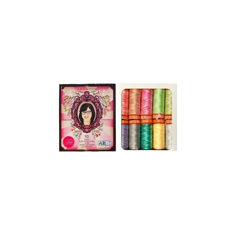 Aurifil Thread Set PREMIUM COLLECTION By Tula Pink Variegated 50wt Cotton 10 Small (220 yard) Spools
