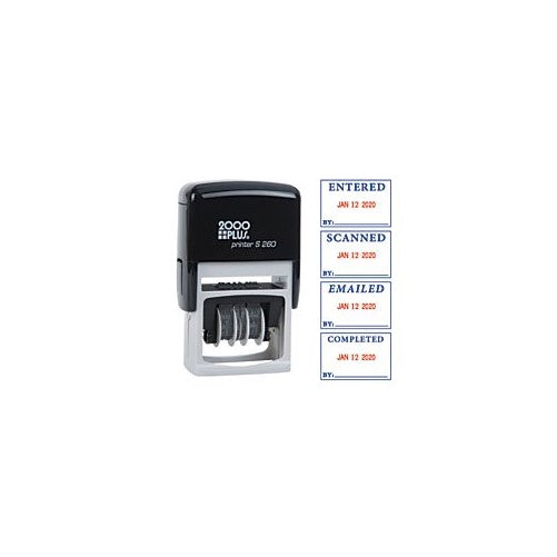 2000PLUS 4-In-1 E-Message Date Stamp, Self-Inking, Red and Blue Ink (011098)