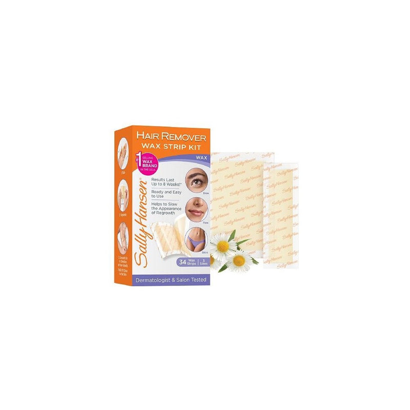 Sally Hansen Hair Remover Wax Strip Kit BroWith Face/Bikini (3 Pack)