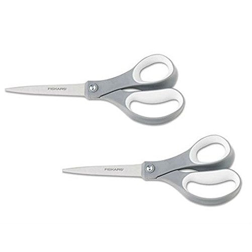 Fiskars 8 Inch Softgrip Scissors Straight, Stainless Steel (01-004761J) - 2 Pack