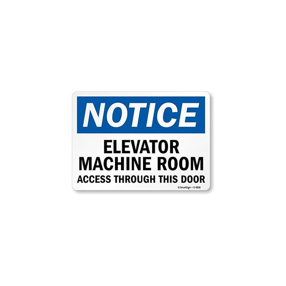 SmartSign Notice: Elevator Machine Room Access, Aluminum Sign, 10" x 14"