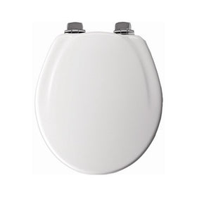 Mayfair Round Toilet Seat Molded Durable Multi Coat Enamel White Brushed Nickel