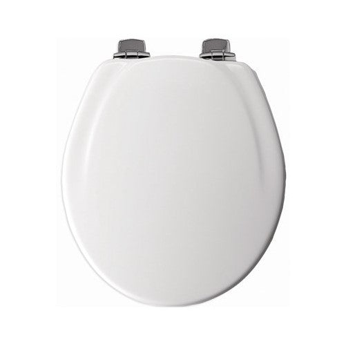 Mayfair Round Toilet Seat Molded Durable Multi Coat Enamel White Brushed Nickel