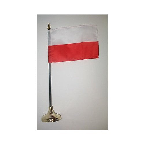 Poland Polish Flag 4"x6" Desk Set Gold Base