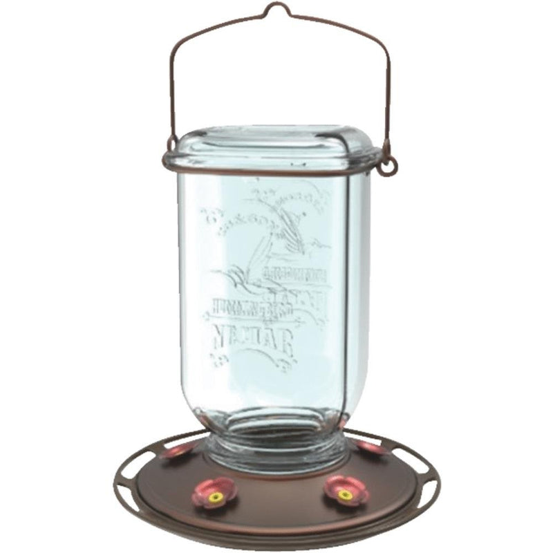 More Birds Hummingbird Feeder, Glass Hummingbird Feeders, 5 Feeding Stations, 25-Ounce Nectar Capacity, Mason Jar