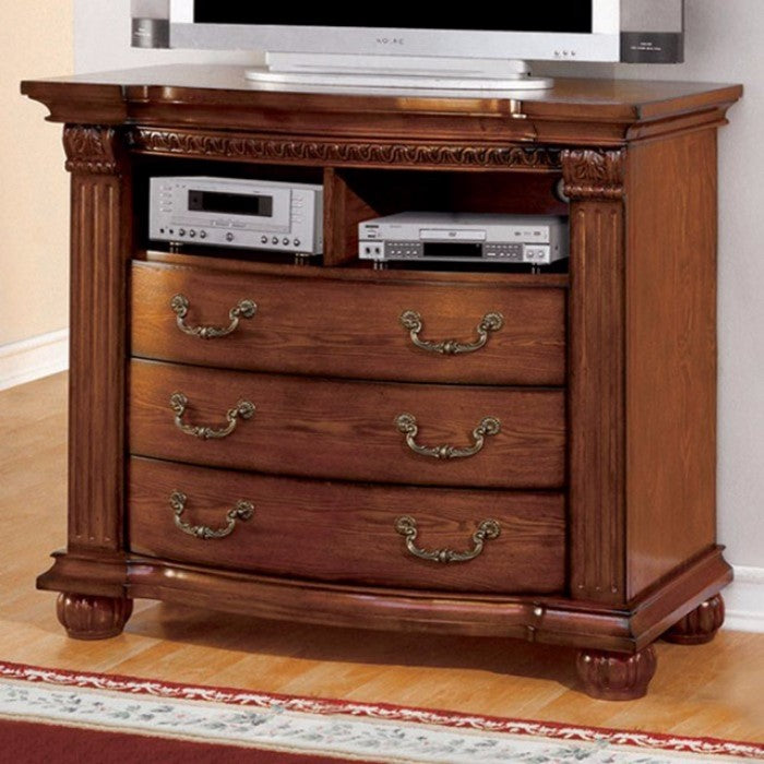 Wooden Sofa Table with Two Drawers and Cabriole Legs, Brown