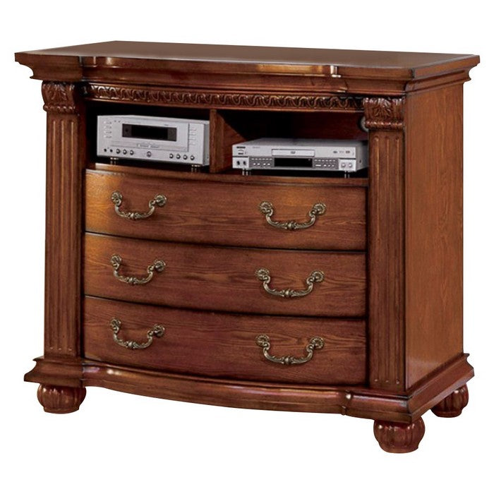 Wooden Sofa Table with Two Drawers and Cabriole Legs, Brown