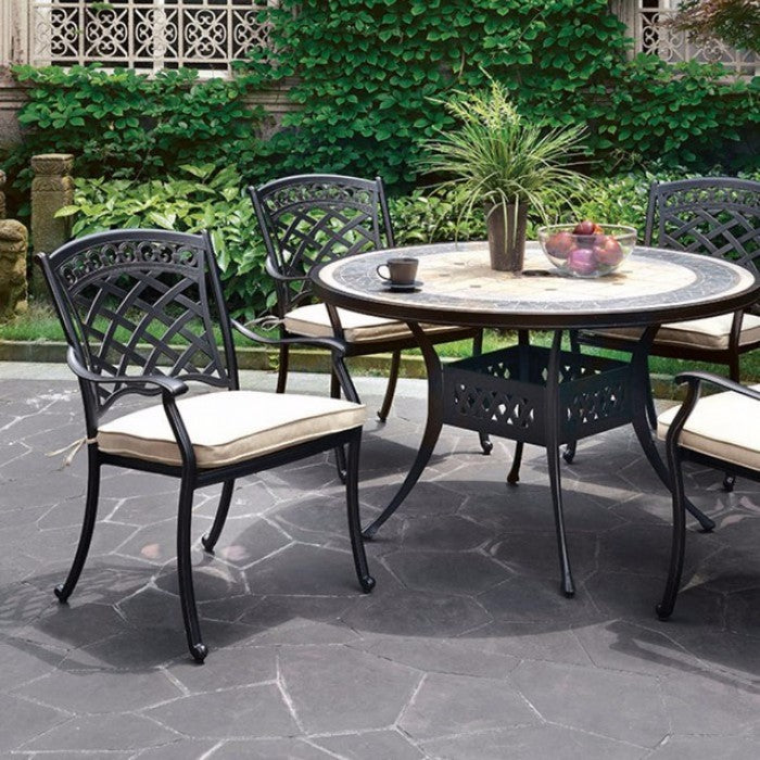 Marble Top End Table With Motif Engraved Cabriole Legs, Brown