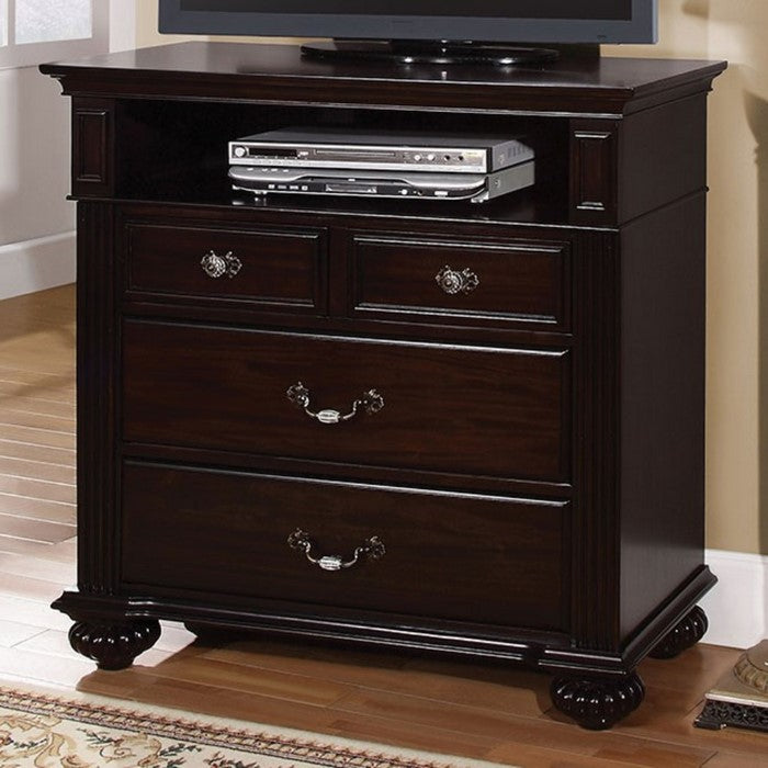 Marble Top End Table with V Shaped Wooden Base, White And Brown