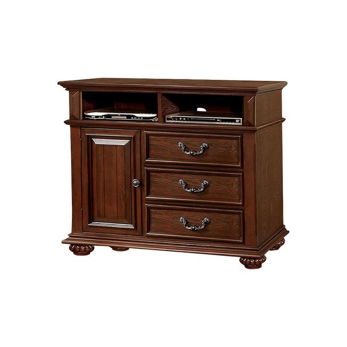 Transitional Wooden Dresser with Nine Drawers and Metal Knob Pulls, Brown
