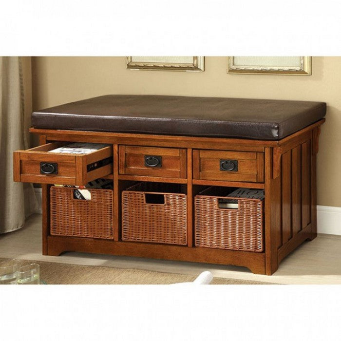 Five Drawers Wooden Dresser with 2 Cabinets and 2 Jewelry Trays, Brown
