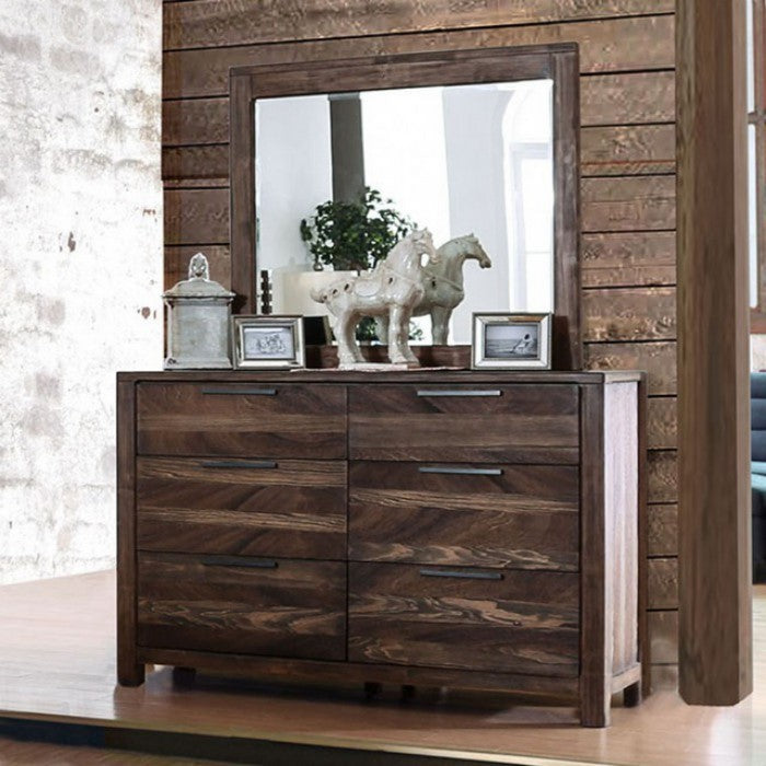 5 Drawer Wooden Dresser with 2 Cabinets and Carved Details, White