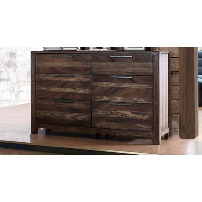 5 Drawer Wooden Dresser with 2 Cabinets and Carved Details, White
