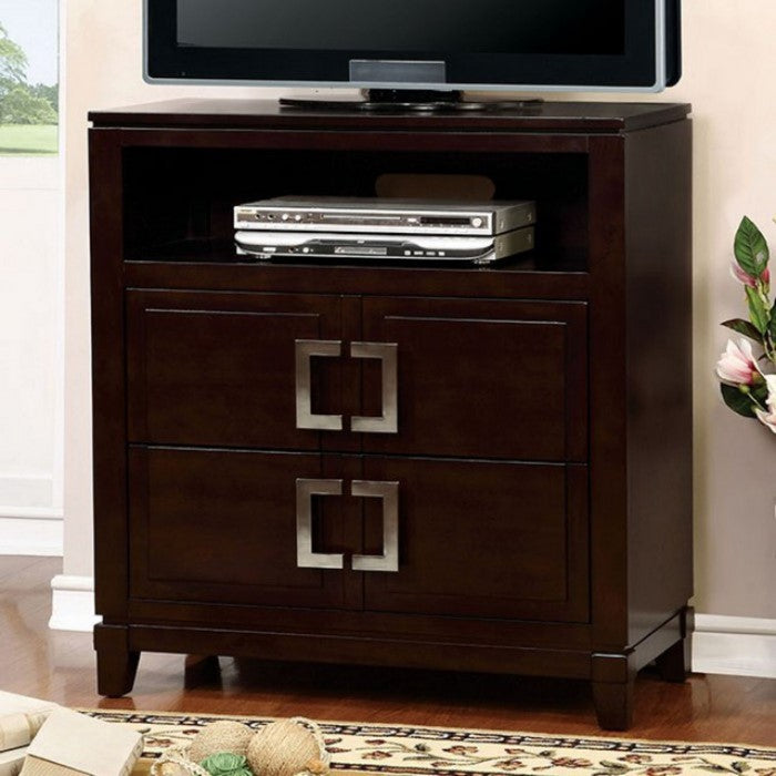 1 Drawer Wooden Nightstand with 2 Open Compartments and Grain Details,Brown