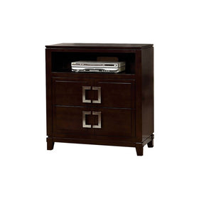 1 Drawer Wooden Nightstand with 2 Open Compartments and Grain Details,Brown