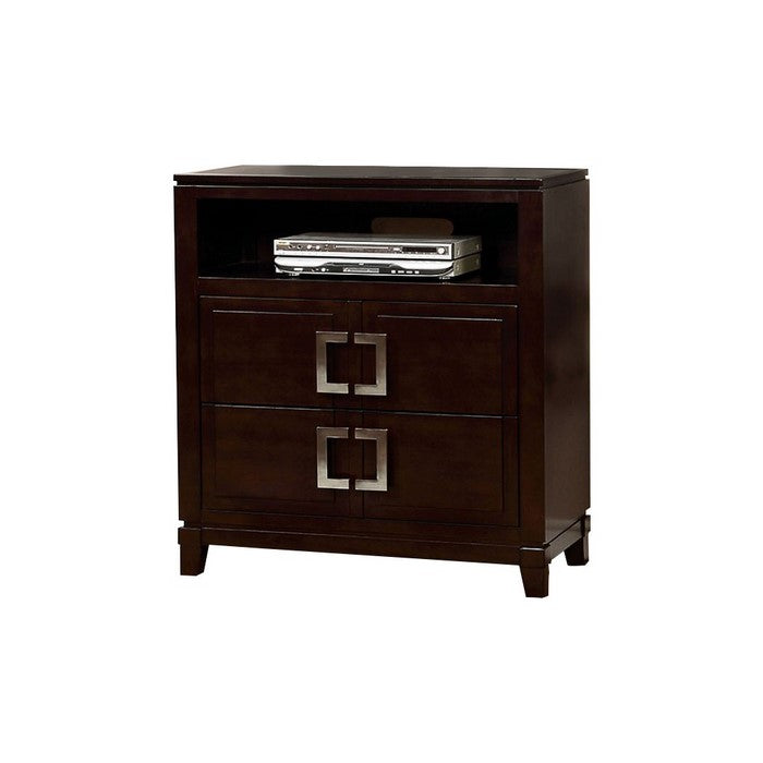 1 Drawer Wooden Nightstand with 2 Open Compartments and Grain Details,Brown