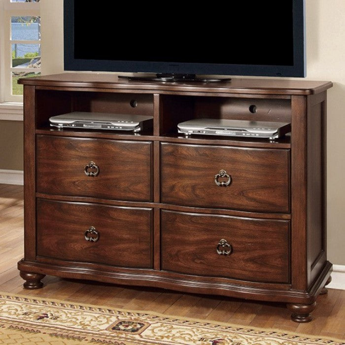 Rectangular Wooden TV stand with 3 Drawers and Open Shelf, Black