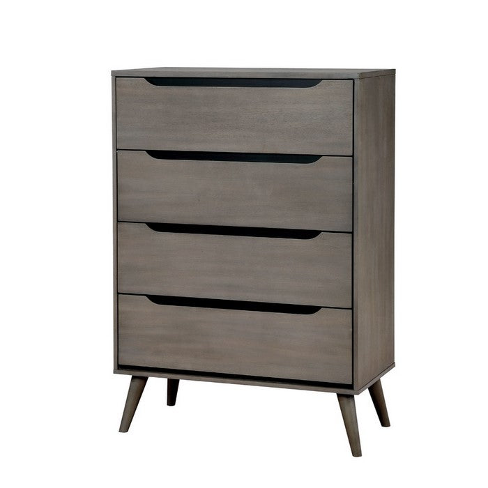 Mid-Century Modern Style Wooden Chest, Gray