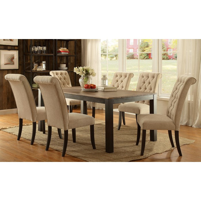 Marshall Transitional Style Dining Table, Rustic Oak Finish