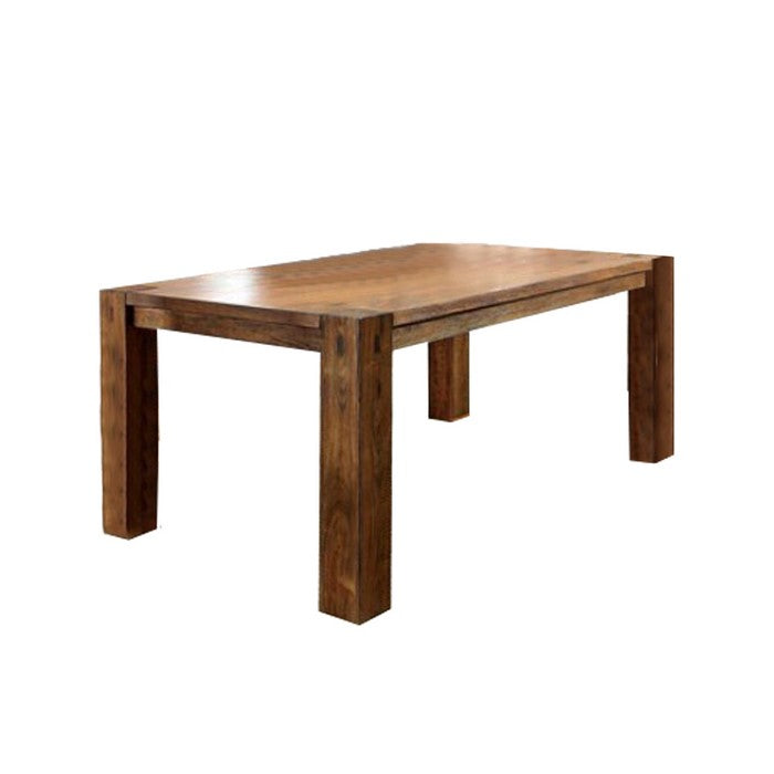 Frontier Transitional Style Dining Table, Dark Oak Finish