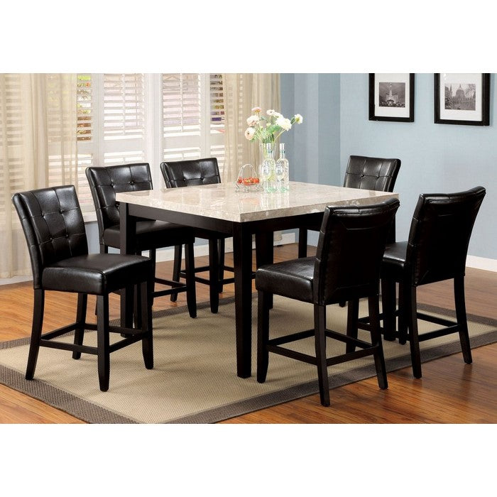 Marion II Square Marble Top Counter Height Table, Espresso Finish