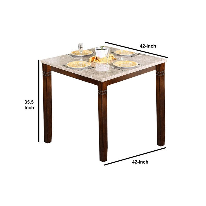 Wooden Square Top Reversible Game Table with Pedestal Base, Brown