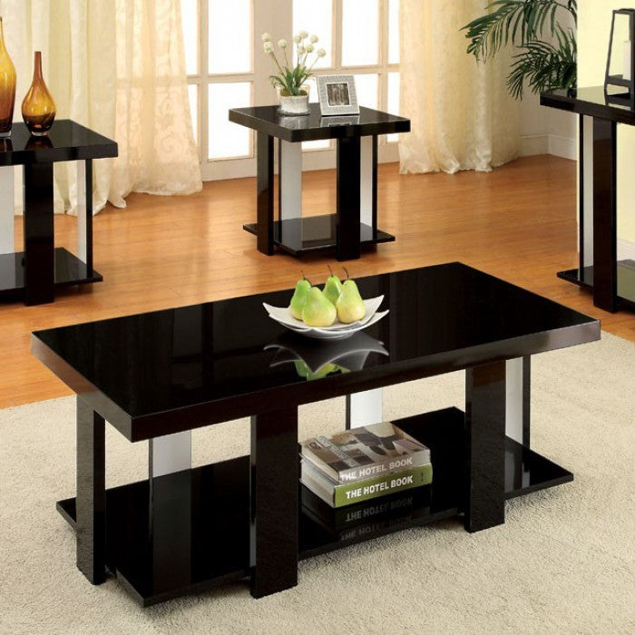 Lakoti I Striado 3 Pc. Table Set Contemporary Style, Black