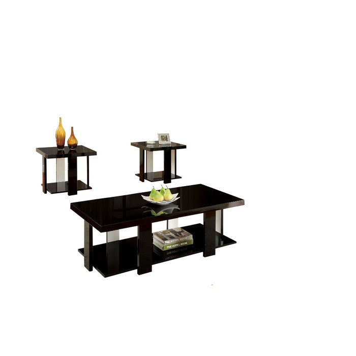 Lakoti I Striado 3 Pc. Table Set Contemporary Style, Black