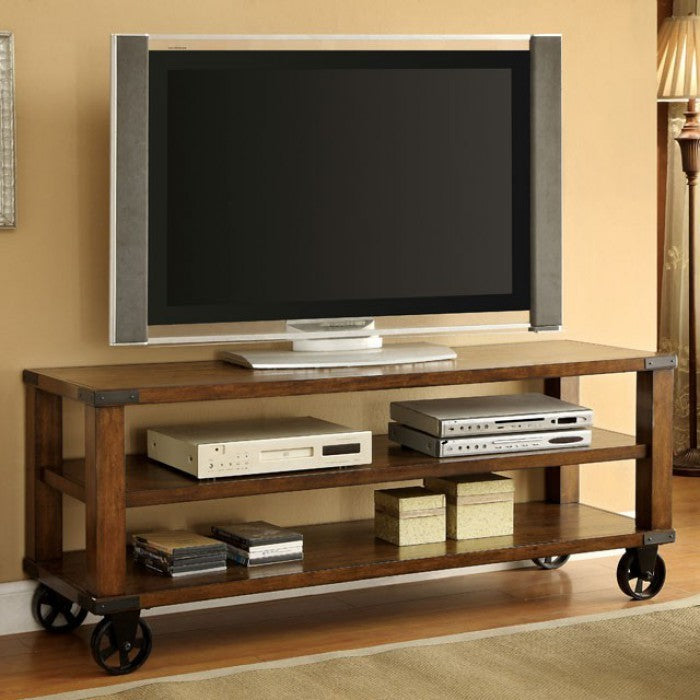 Four Drawers Wooden Office Desk with Slanted Drop Down Door, Brown