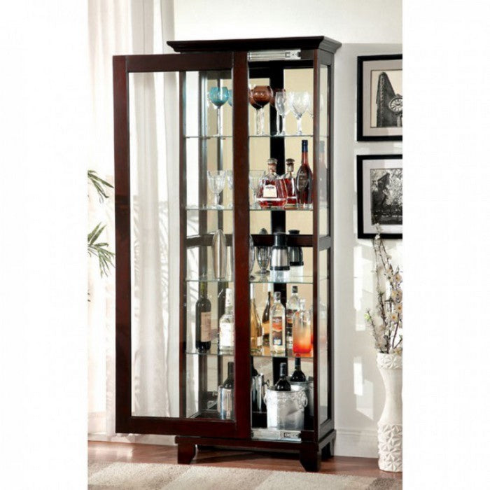 Curio Cabinate In Cappuccino Finish