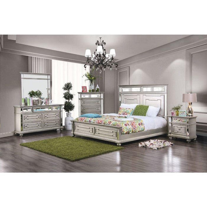 Contemporary Style Wooden Chest With Drawers, Silver