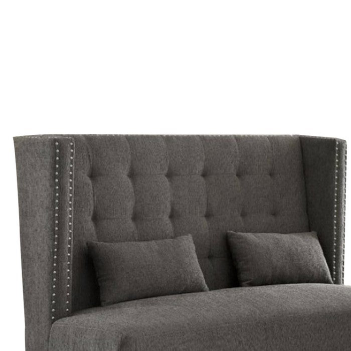 Amora Traditional Style Mid-Century Comfy Love Seat, Gray