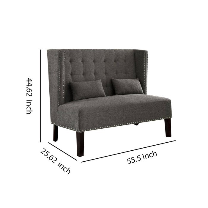 Amora Traditional Style Mid-Century Comfy Love Seat, Gray